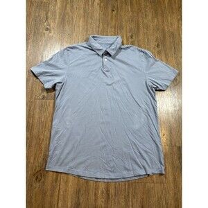 Mott & Bow Men’s Short Sleeve Polo Shirt Large Blue Solid Slim Fit